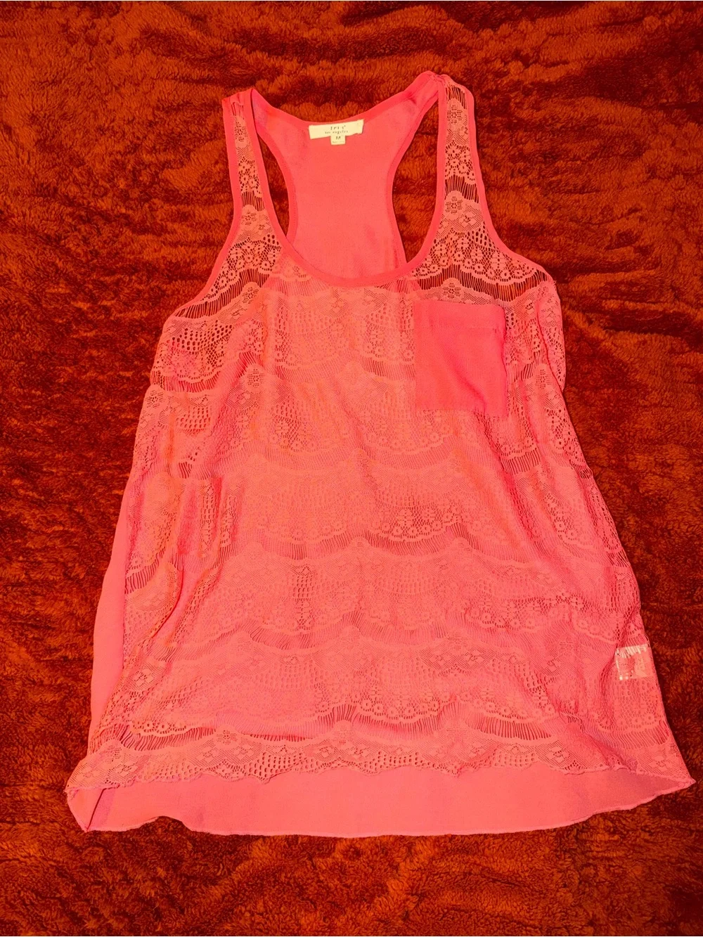 iris Coral Lace Racerback Tank - Picture 1 of 3